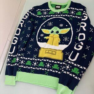 Star Wars Baby Yoda Ugly Christmas Sweater Mens XL Mandalorian Grogu Snowglobe